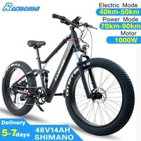 Electric Bike 1000W 48V Motor 4.0 Fat Tire Mountain Bike Beach Ebike Snow Bicycle For Men MTB E Bike 14AH Hidden Battery YX90 1