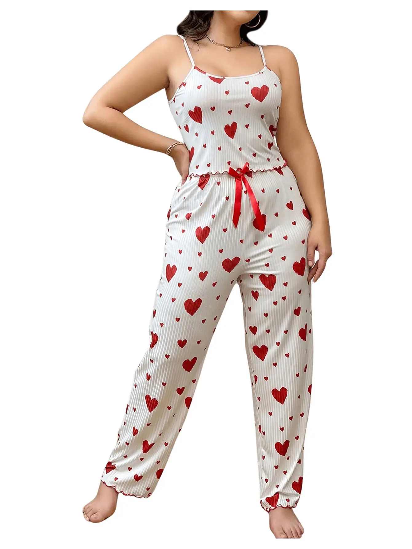 Plus Size Women Pajamas Set 2 Piece Sleeveless Vest Trousers
