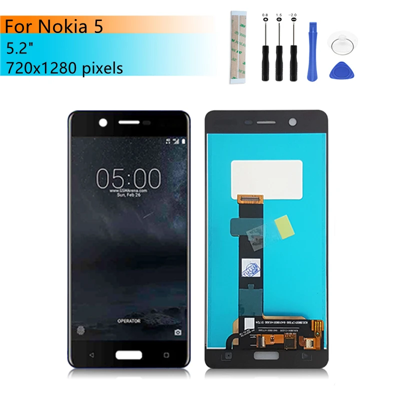 Ips Lcd Per Nokia 5 Display Touch Screen Digitizer Assembly Ta-1053 Ta-1024 Ta-1044 Ta-102 Lcd Parti Di Riparazione Di Ricambio 5.2"