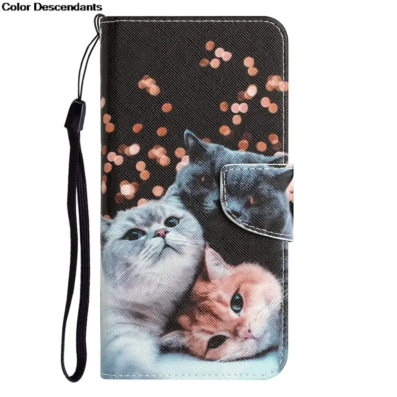 Luxurious Leather Elephant Flip Wallet Phone Case - Painted Design with Stand Function