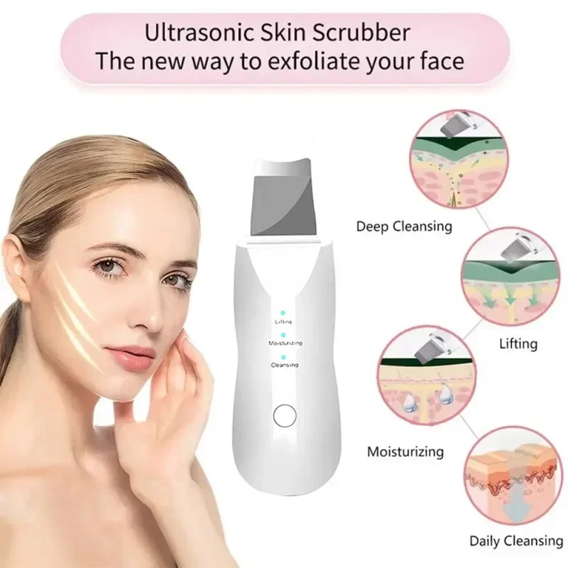 Vibrating Facial Peeling Machine Skin Scrubber Ion Exfoliation Blackhead Dead Skin Peeling Cleaner Facial Massager Care
