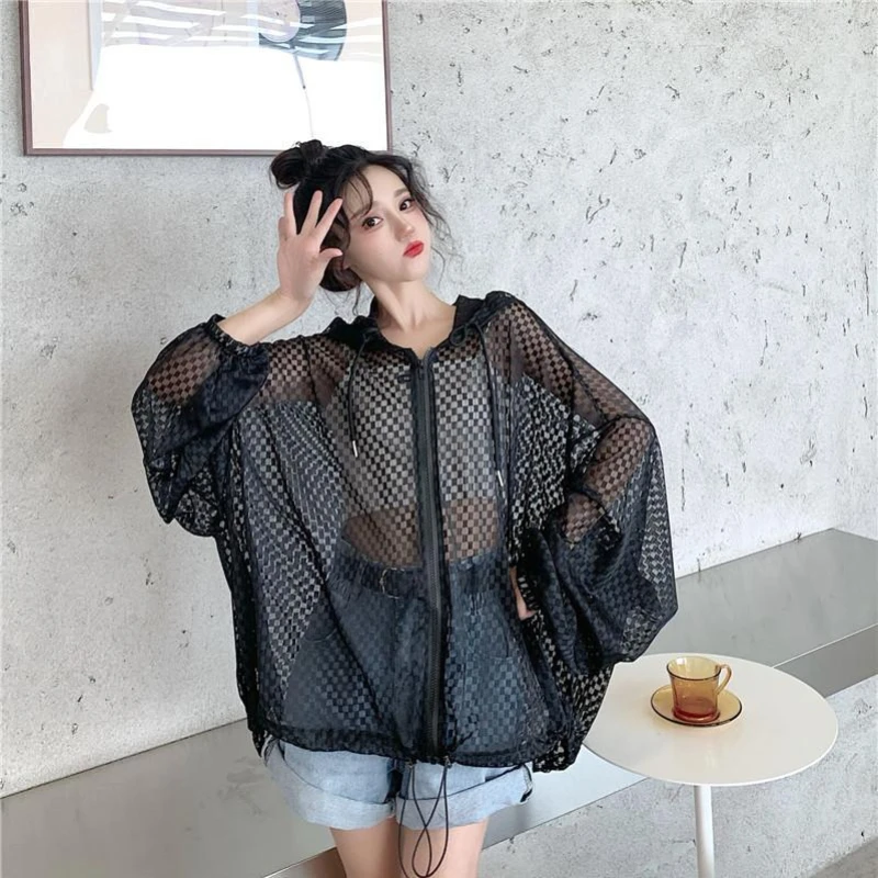 Oversized 140KG Women's Summer Thin Coat Mesh Micro-penetrating Sunwear Fashionable Versatile Korean Style Women Jacket New корпус powercase mistral micro z3w mesh led tempered glass cmimzw l3 white