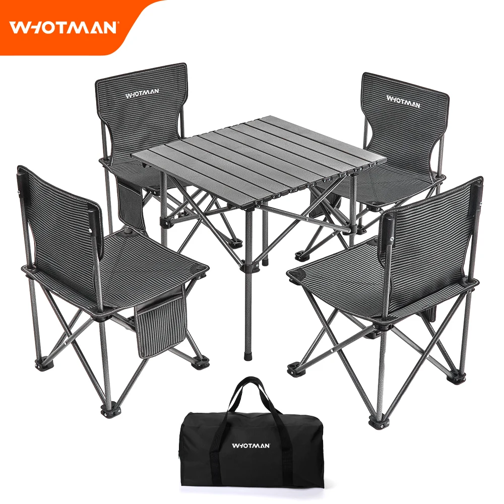 Portable Camping Table with Four Folding Chairs Set Sets Outdoor Garden Picnic Table Chair Waterproof Ultra-light Folding Desk