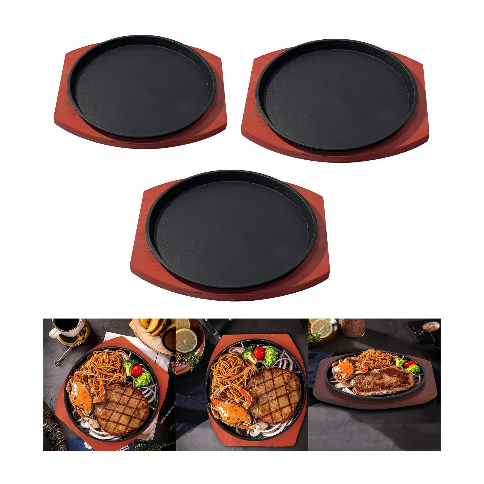 Cast Plate Sizzling Grilling Pan BBQ Grill Pan
