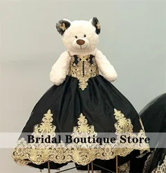 Special Link For Personalized Black Quinceanera Teddy Bear Dress Straps Golden Lace Appliques Crystals Beads Ball Gown