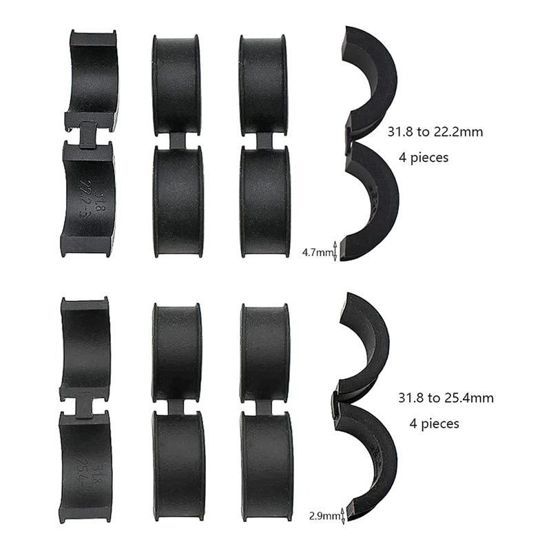 Bicycle Handlebar Gasket 8Pcs Bicycle Handlebar Silicone Gasket 31.8 To 25.4/22.2 Handlebar Gasket Adapter Bicycle Parts