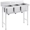 3-Stainless Steel Sink, Free Standing Restaurant Sink Station with Strainer, Kitchen Prep & Utility Sink for Home Garage Bar 1