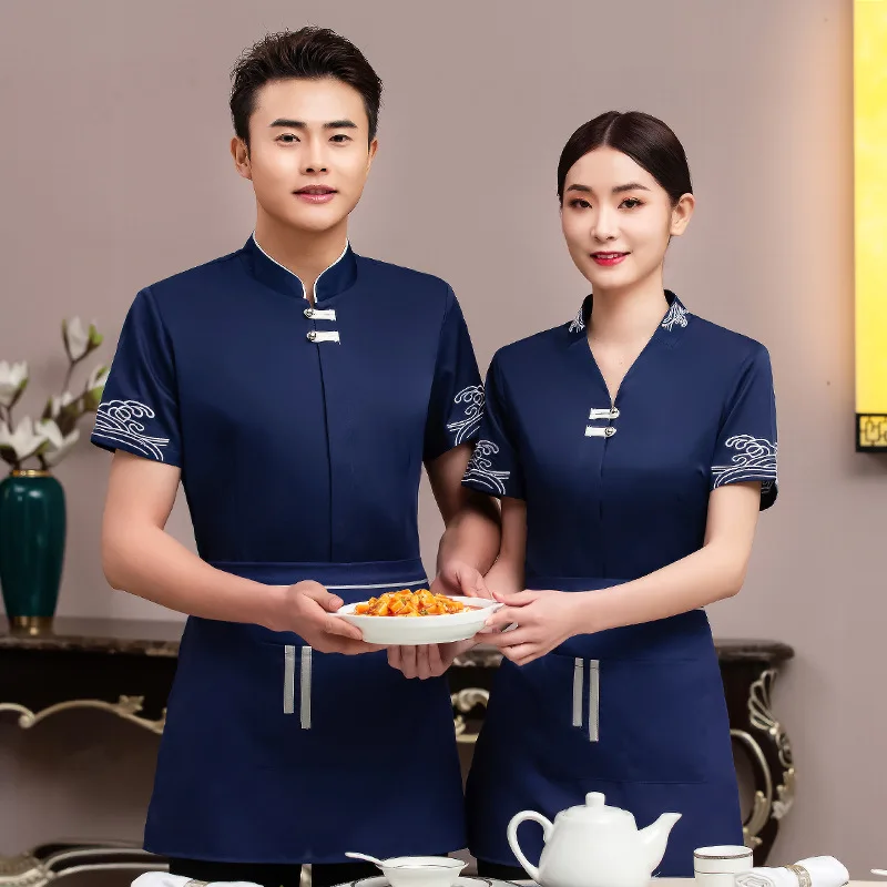 Buffet Restaurant Hot Pot Restaurant Waiter Workwear Summer Short-Sleeved Dining Teahouse Barbecue Shop Food Delivery Clothing S