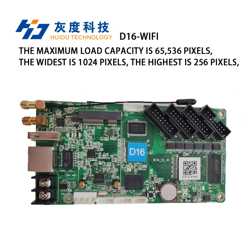 

Huidu HD-D16 Asynchronous Full Color LED display Control Card Support Wi-Fi U-disk Ethernet 640x64 Pixels