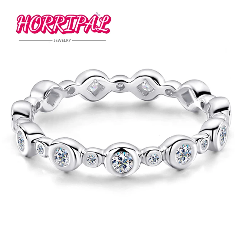 

HORRIPAL DVVS1 Moissanite Ring S925 Sterling Silver Plated 18K Gold Diamond Wedding Band Woman New Bezel Bubble Design Wholesale