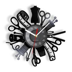 Vintage Sewing Machine Wall Clock Quilting Vinyl Record Wall Art Decorative Clock Fashion Store Decor Wall Sign Retro Gift Idea