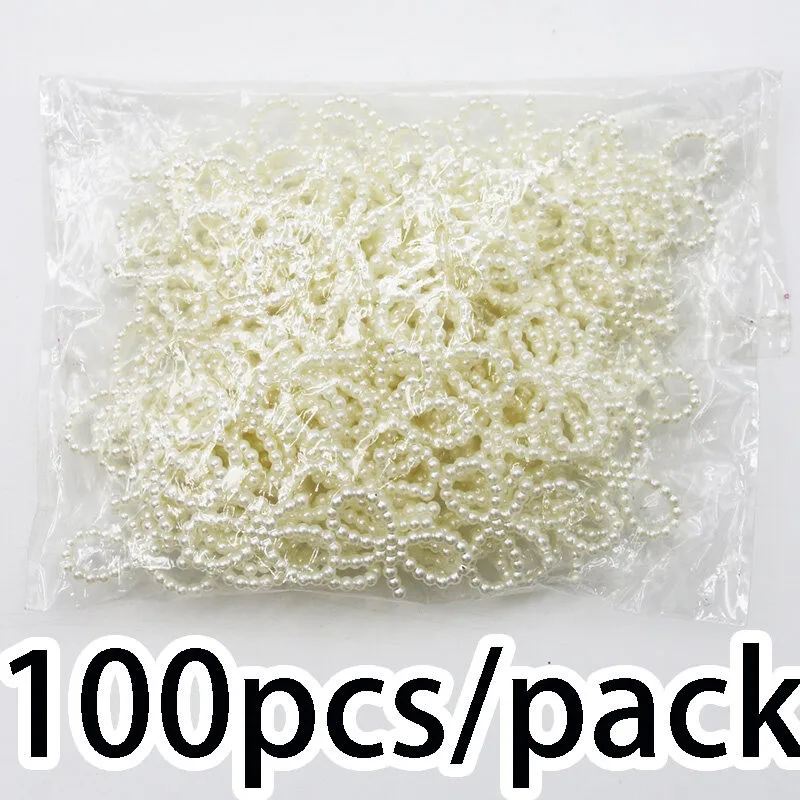 (100 Pieces/pack) 17*29Mm Imitation Pearl Butterfly Jewelry Accessories Resin Hollow Bow Party Decorations Home Hair Clip DIY