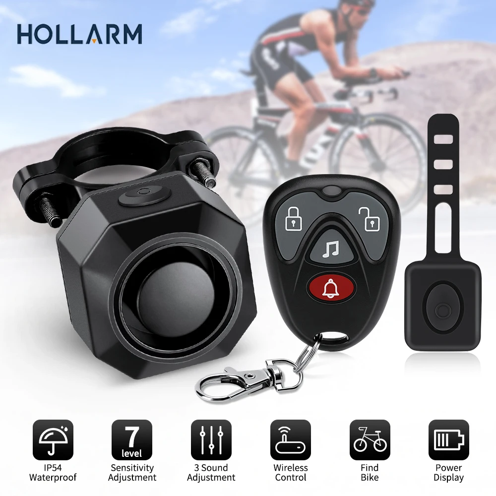 Hollarm Wireless Bicycle Burglar Alarm Remote Control Electric Motorcycles Scooter Bike Security Protection Vibration Alarms