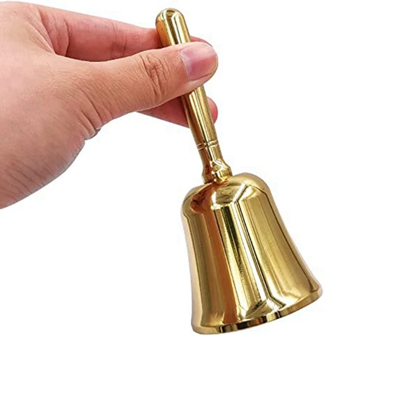 Super Loud Hand Barking Bell Solid Brass Dinner Bell Pet Training Jingle Bell, Gold