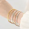 3 Pieces/lot Non Fading Stainless Steel Bracelet Bangles For Women Simple Style Gold Plated Waterproof Women's Bracelets Bangle 4