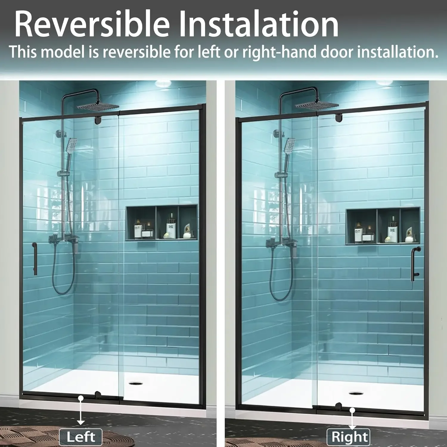 44-48" W x 71" H Piovt Swing Glass Shower Door,Pivot Semi-Frameless Glass Shower Door with 1/4"(6mm) Clear SGCC Tempered Glass 6