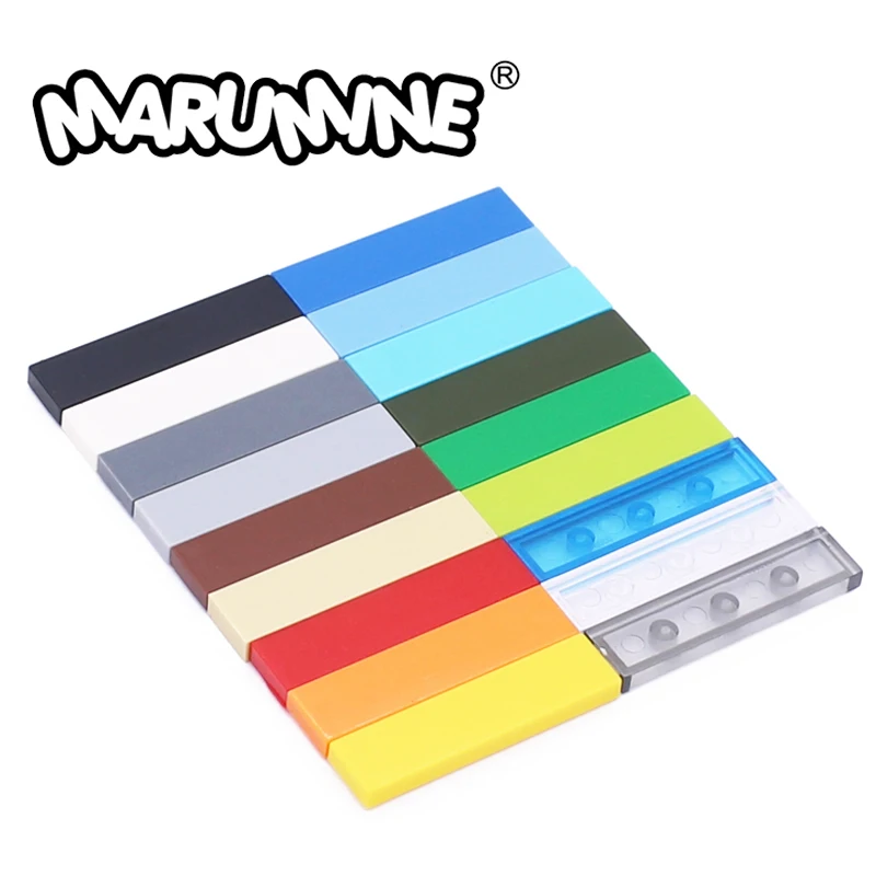 Marumine 1x4 타일 80PCS 클래식 빌딩 블록 2431 MOC 기본 벽돌 부..