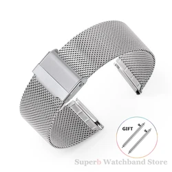 Sleek Milanese Stainless Steel Quick Release Bracelet Strap - 22mm (Silver)