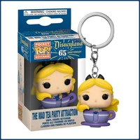 FUNKO POP Keychains Alice in Wonderland Cartoon Cute Creative Tea Cup Design Doll Pendant Peripherals Keychain Kid Holiday Gift 1
