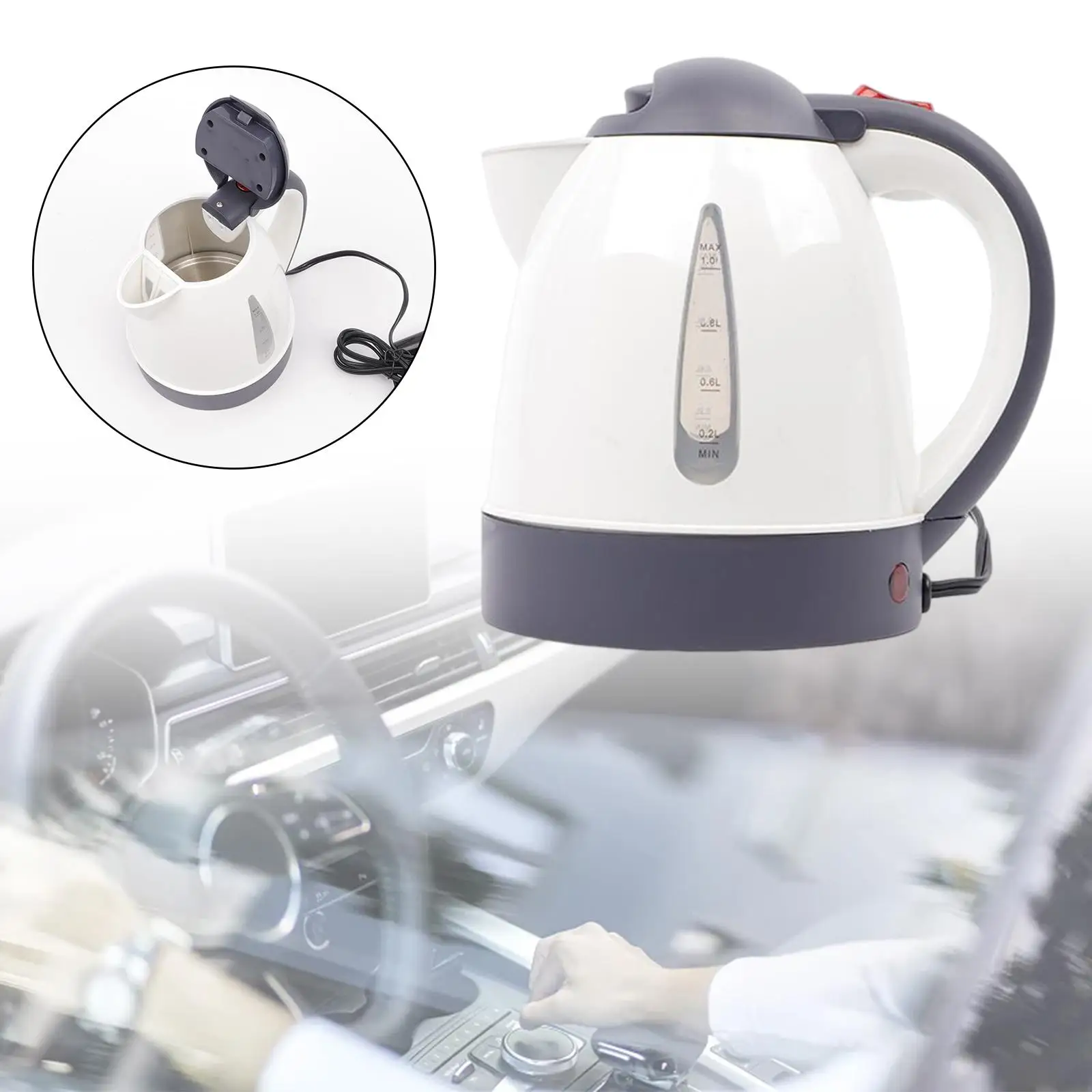 Car Electric Kettle 1L Car Electric Kettle Portable Boiler Drinking Mug heater Bottle for Coffee Tea Making Vehicle travel Trip