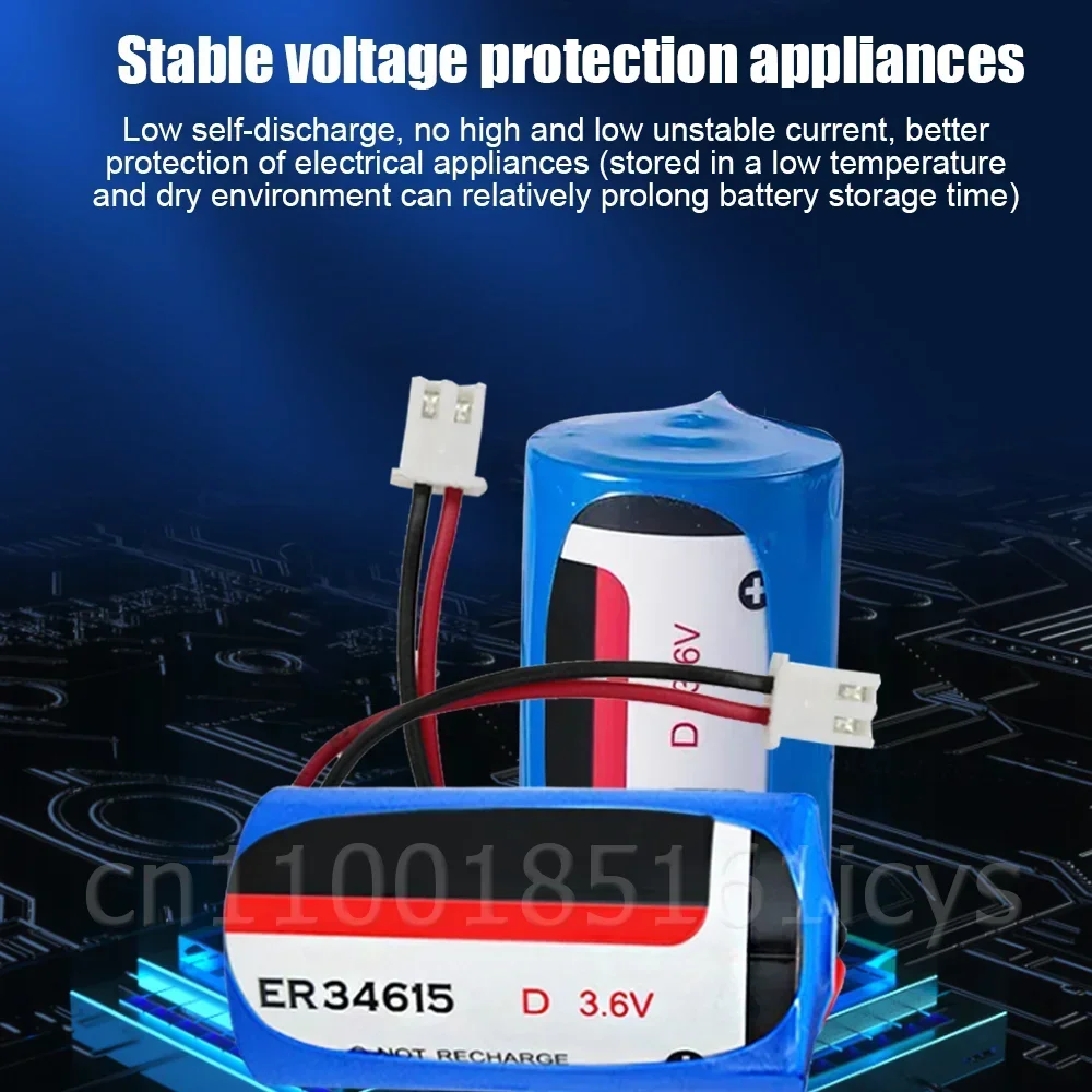 3PCS 3.6V 19000mAh ER34615 ER34615M D Size Lithium Batteries With Plug For Smoke Alarm Gas Meter Water Meter PLC IOT Locator