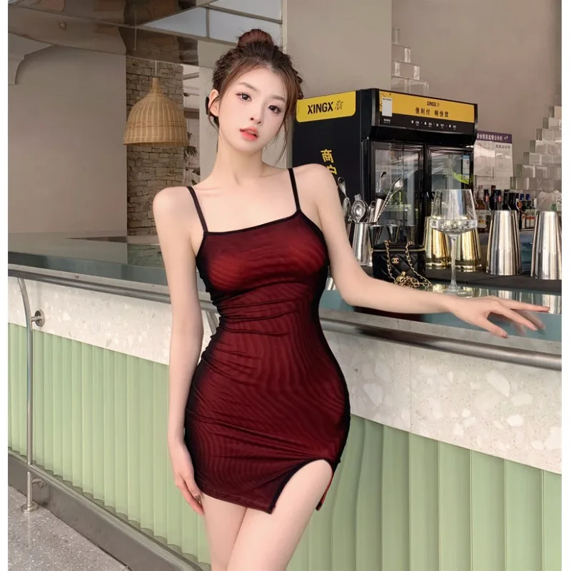 

2023 Senior Sexy Strapless Dresses Summer French Sexy Pure Girl Hip Split Dresses Summer Dress Mini Dress