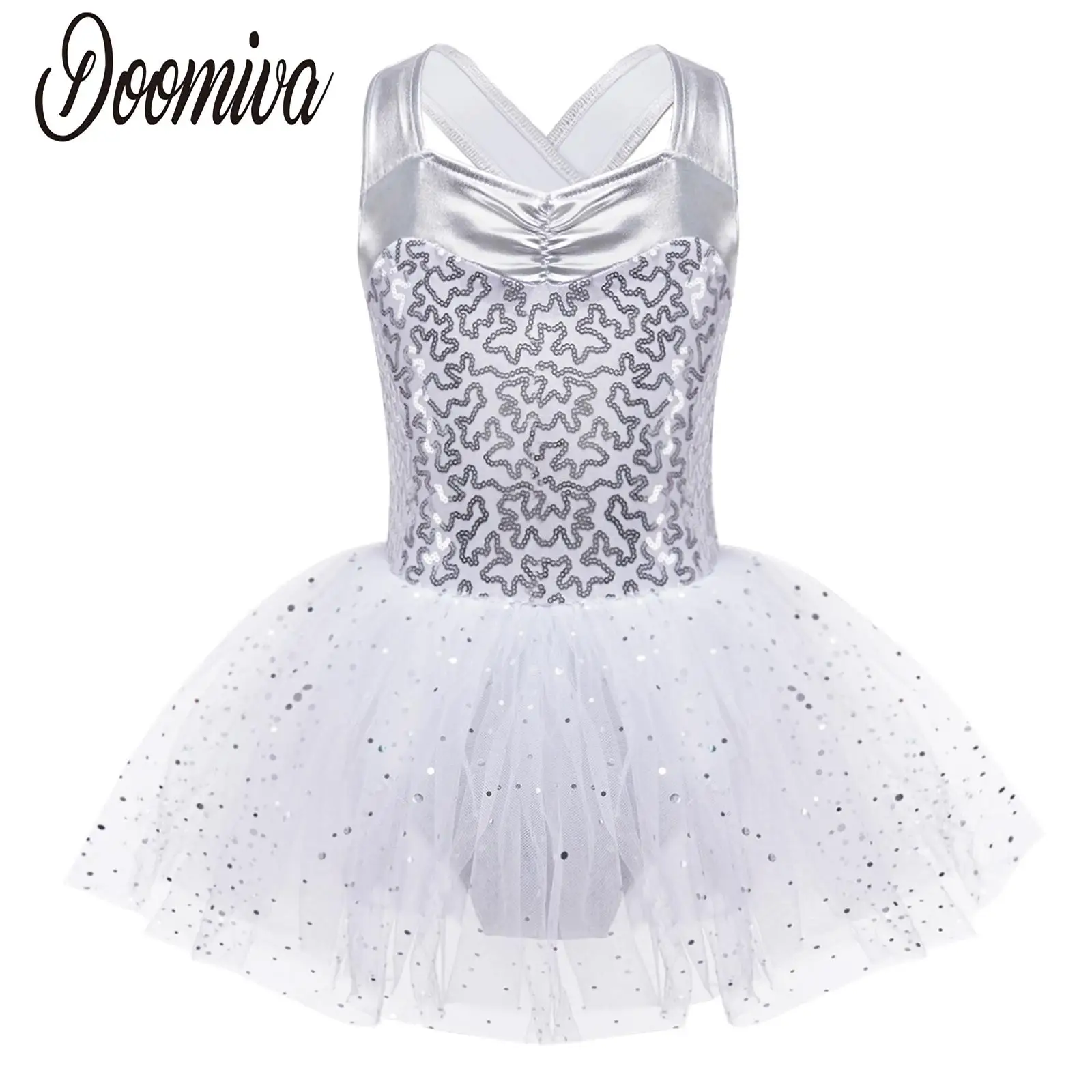 

Kids Girls Tutu Mesh Skirts Ballet Dance Dress Children Shiny Sequins Dancewear Ballerina Leotard Party Dresses Performance