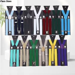 Hot Sale Classic Solid Color Elastic Leather Suspender Brace For Men Women Black Red Adjustable Straps Suit Skirt Accessories
