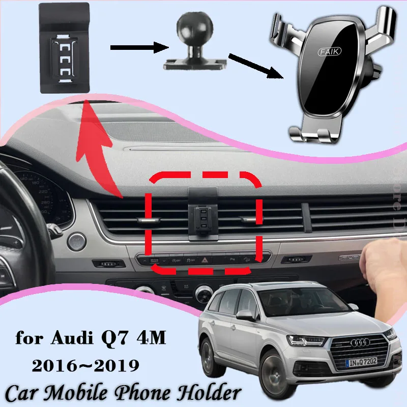 

Car Mobile Phone Holder For Audi Q7 4M 2016~2019 360 Degree Rotating GPS Special Mount Support Navigation Bracket Accessories