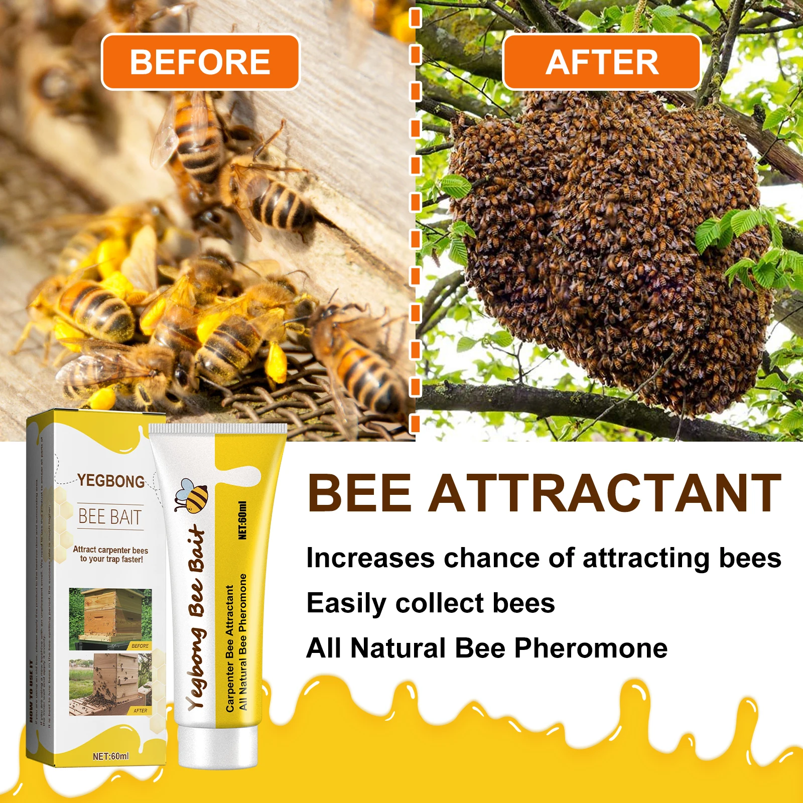 Beekeeping Tools Beekeeping Accessories Bee Attractant Lure Bee Attractant Swarm Commander Premium Hive Beekeeping Catching Bee Lure Bait Honey Collection Cage Pollen Trap Attract Bait