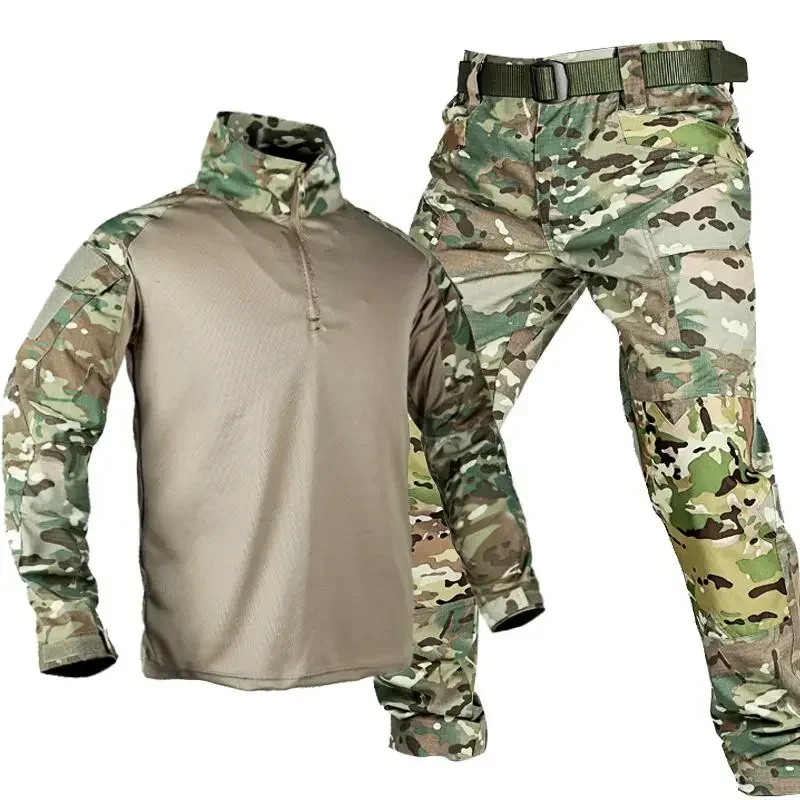 Autumn Tactical Frog Suit Men Hunting Breathable 2 Pieces Set Clothes Multifunction Outdoor Shirts Stitching work Pants Uniforms