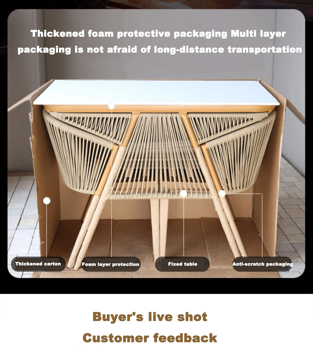 Saving Space Balcony Patio Furniture Coffee Table And 2 Chair Sets For Cafe And Restaurants