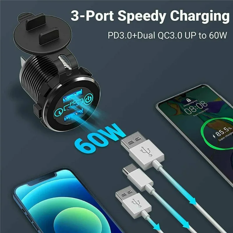 USB C   ,  QC3.0  PD    ܼƮ, ġ ġ , ڵ   RV, 12V, 24V