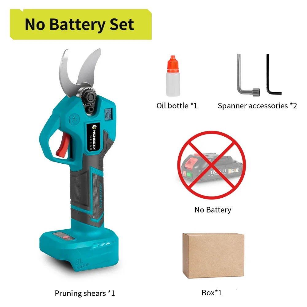 NEWBENY 30mm Brushless Electric Pruner Shear 4 Gears Cordless Garden Bonsai Electric Scissors Power Tools For Makita 18V Battery
