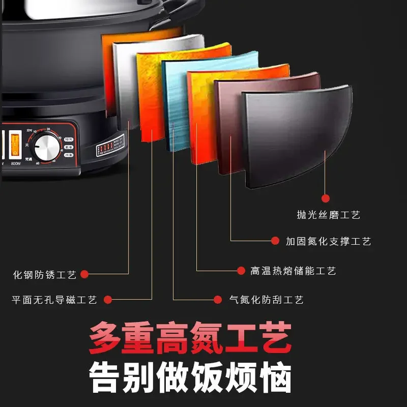 Multifunctional household electric wok cast iron rice cooking steaming fried stew all-in-one plug-in electric frying pan 2