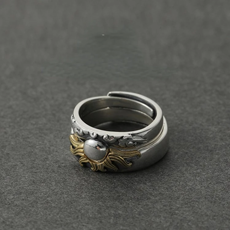 

New 2023 Fashion Personality Couple Ring Simple Sun Moon Open Ring Banquet Jewelry Accessories Gift