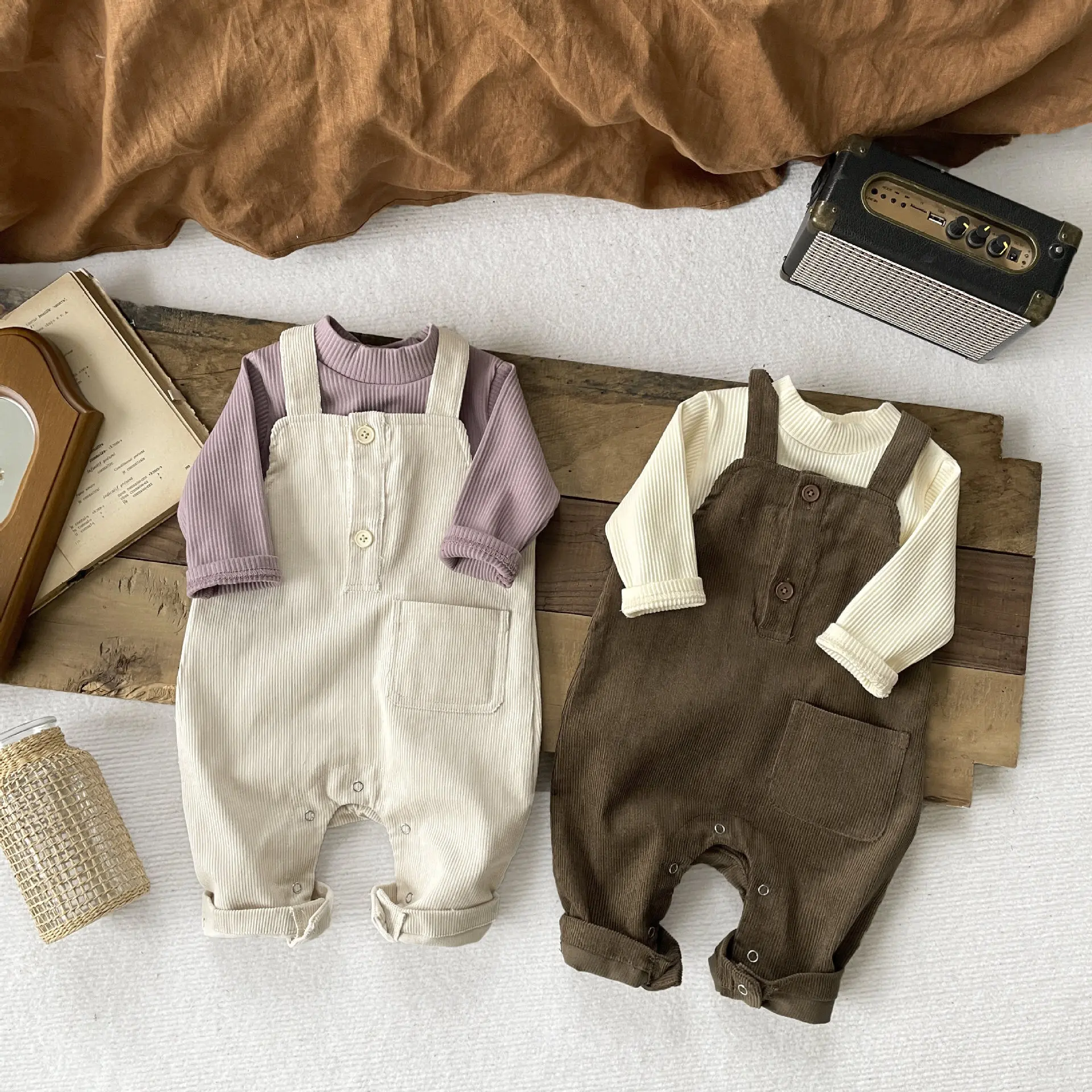 children's clothing baby and toddler autumn fashion men's and women's baby western-style corduroy Korean casual overalls，W133 1