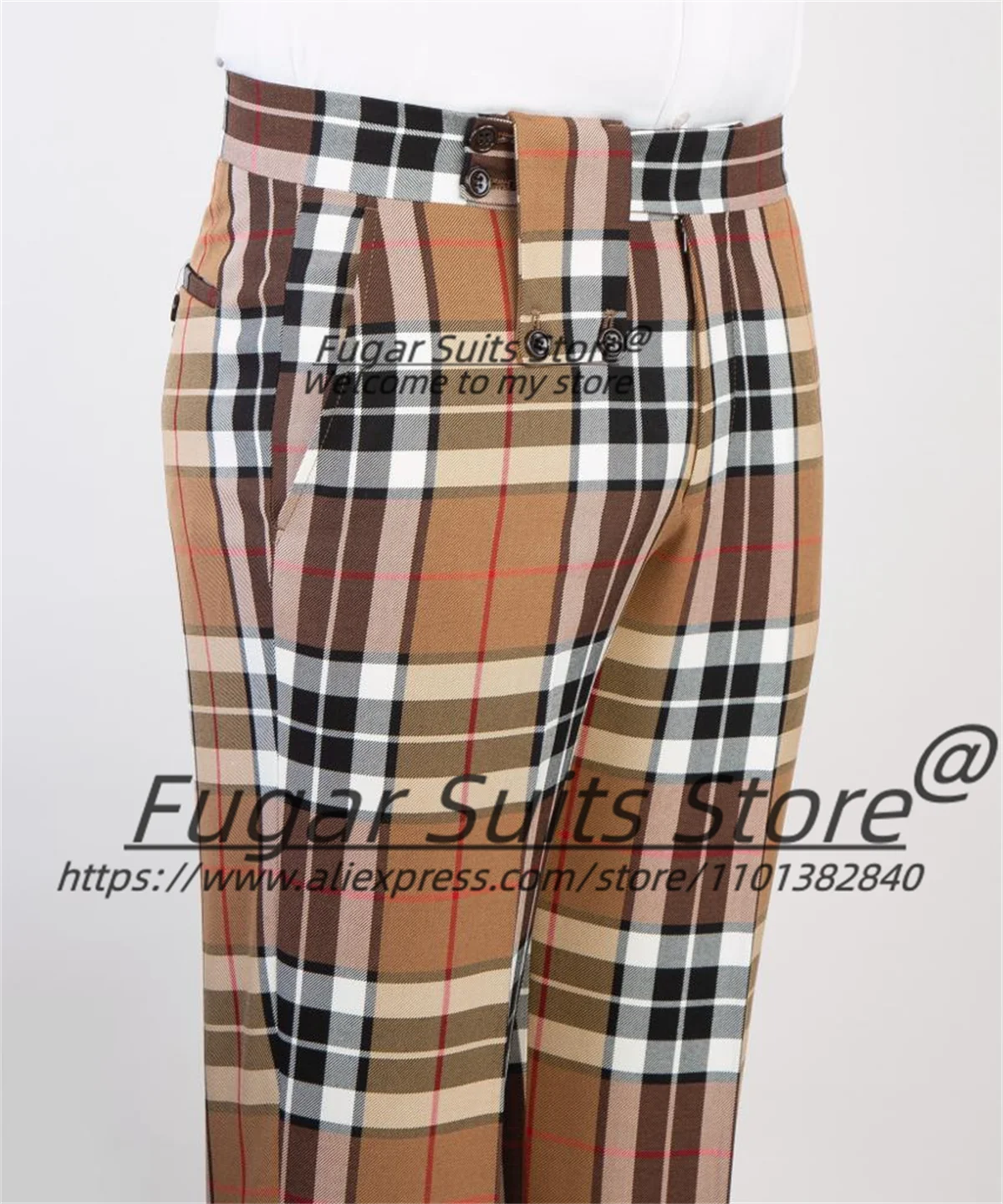 Italian Style Plaid Men Suits Business Male Blazers Slim Fit Double Breasted Groom Tuxedos 2 Pieces Sets Fashion Costume