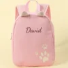 Customized Name Toddler Backpack Cartoon Solid Color Corduroy Large Capacity Backpack Embroidered Name Backpack 4