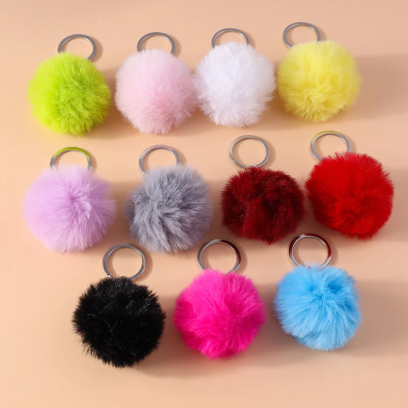 Mode Candy Farben Plüsch Ball Schlüsselbund für Auto Schlüssel Halter Frauen Mädchen Handtasche Anhänger Schlüsselanhänger Zubehör DIY Schmuck Geschenke
