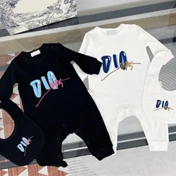 Designer Spring Newborn Baby Girls Boy Long Sleeve Romper Luxury Brand Letter Print One Pieces Jumpsuit Pajamas Infant Outfits