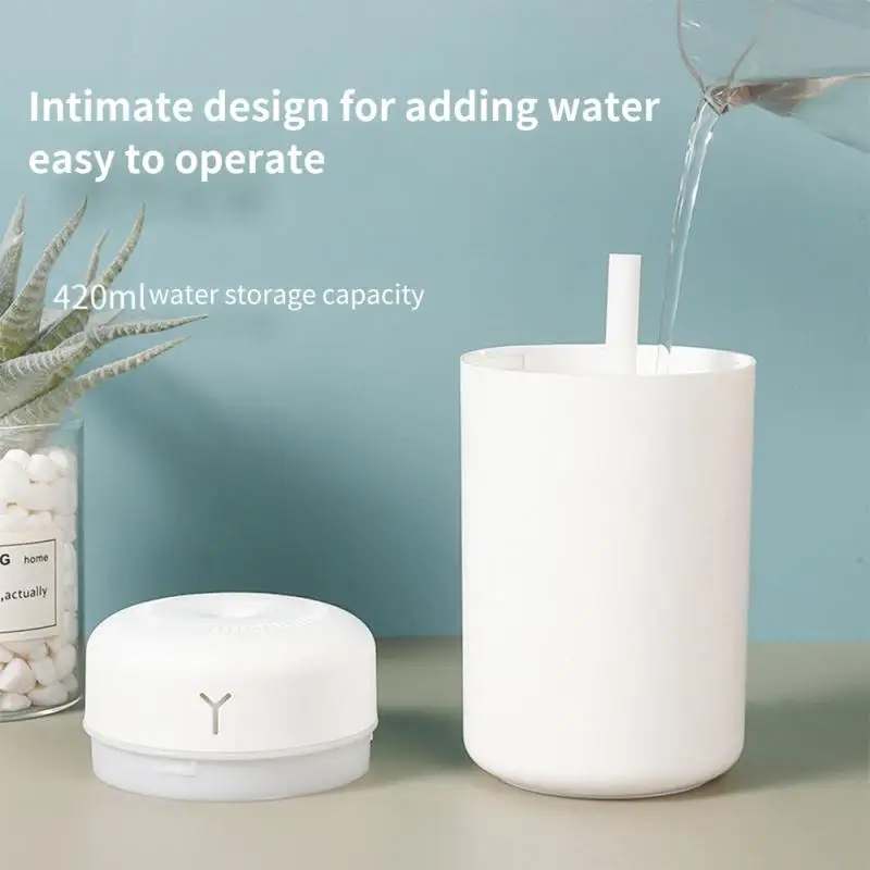 1 PCS Portable 420ml Air Humidifier Aromatherapy Humidificador For Home Car USB Sprayer With LED Color Night Lamp Purifier 4