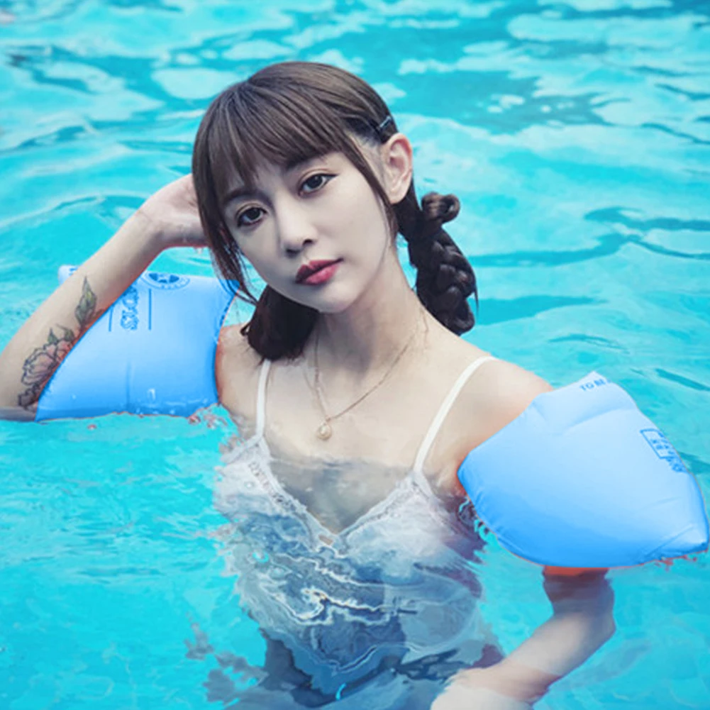 2PCS Inflatable Swimming Arm Rings Portable Floating Circle Sleeves Arm Rings Pool Buoy Armbands For Swim Trainers Equipment