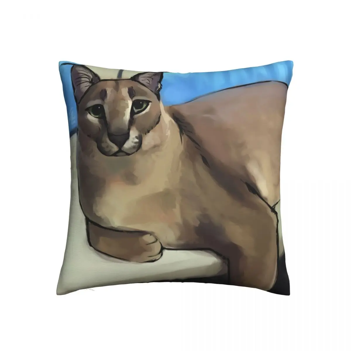 

Funny Meme Caracal Cat Square Pillow Cases Big Floppa Cushion Covers Vintage Zipper Decorative Pillowcase for Bed 45x45cm