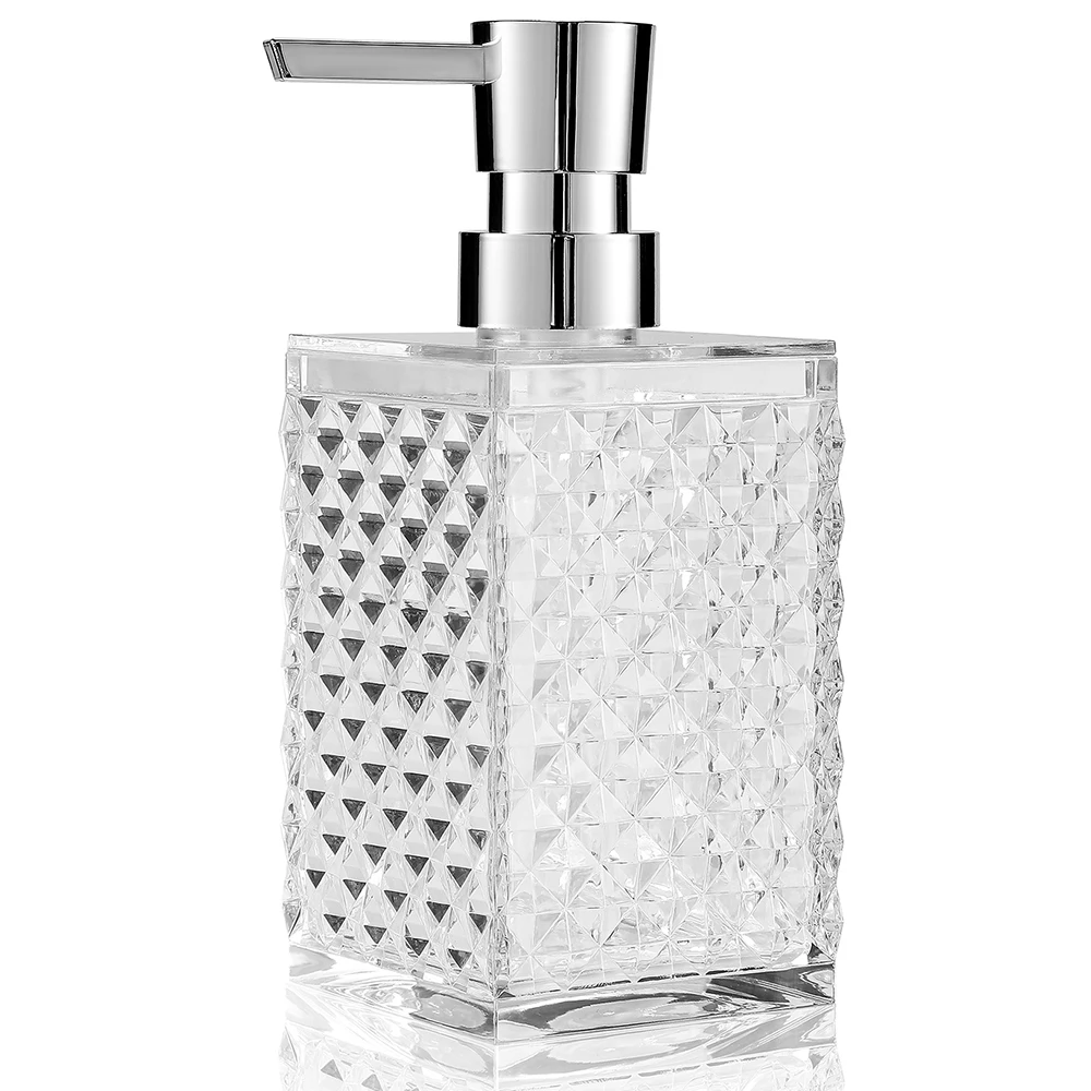 Clear Acrylic Liquid Hand Soap Dispenser（10oz） Silver ABS Rust-Proof Pump for Bathroom Kitchen Countertop Transparent Soap Dispenser Soap Dispenser Bottle Foaming Soap Dispenser