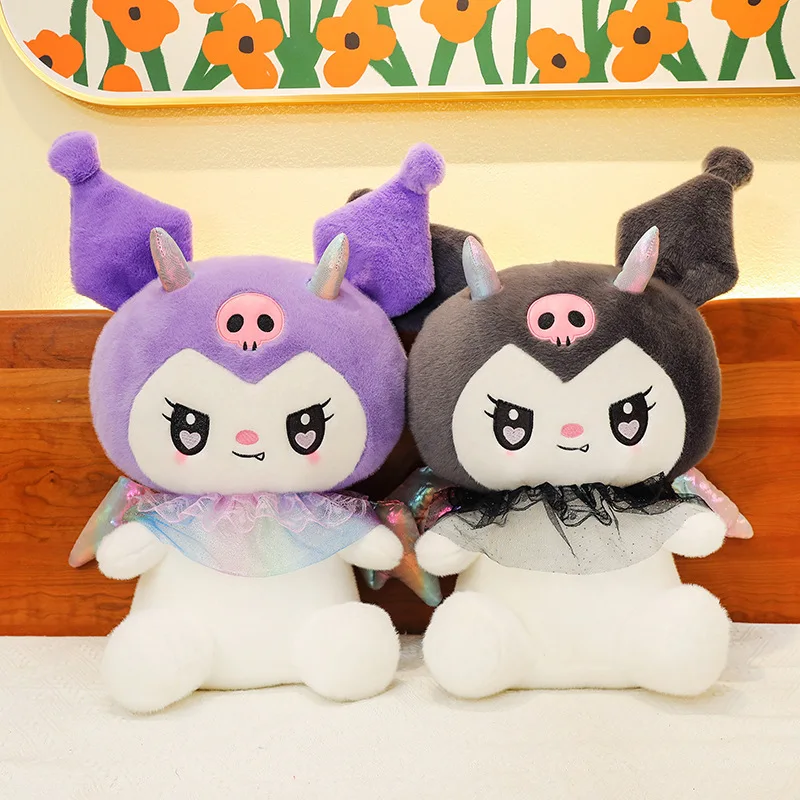 

Новинка 2024 г., Sanrio, мультяшный дьявол, тёмный Kuromi, плюшевая игрушечная подушка, милое животное, мягкая кукла, коллекция украшений, подарок на день рождения для детей