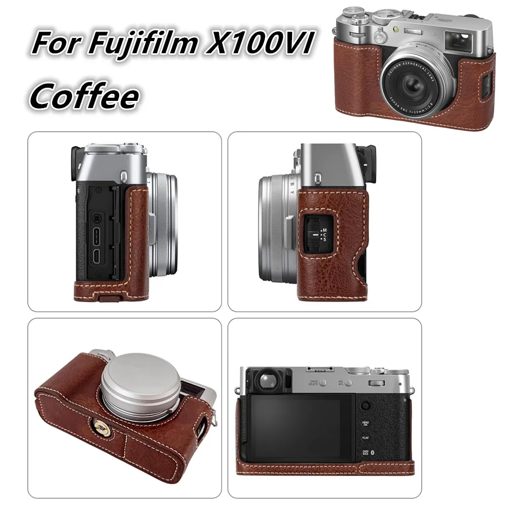 Pu Leather Camera Case for Fujifilm X-T50 X100VI X100V X-T5 X-T4 XT30 II X-H2 X-S10 X-E4 X-T20 X-T200 XT100 XPRO2 XF10