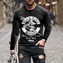 

European and American popular men's leisure sports 3D digital printing T-shirt Street trend 3D printing long sleeve T-shirt