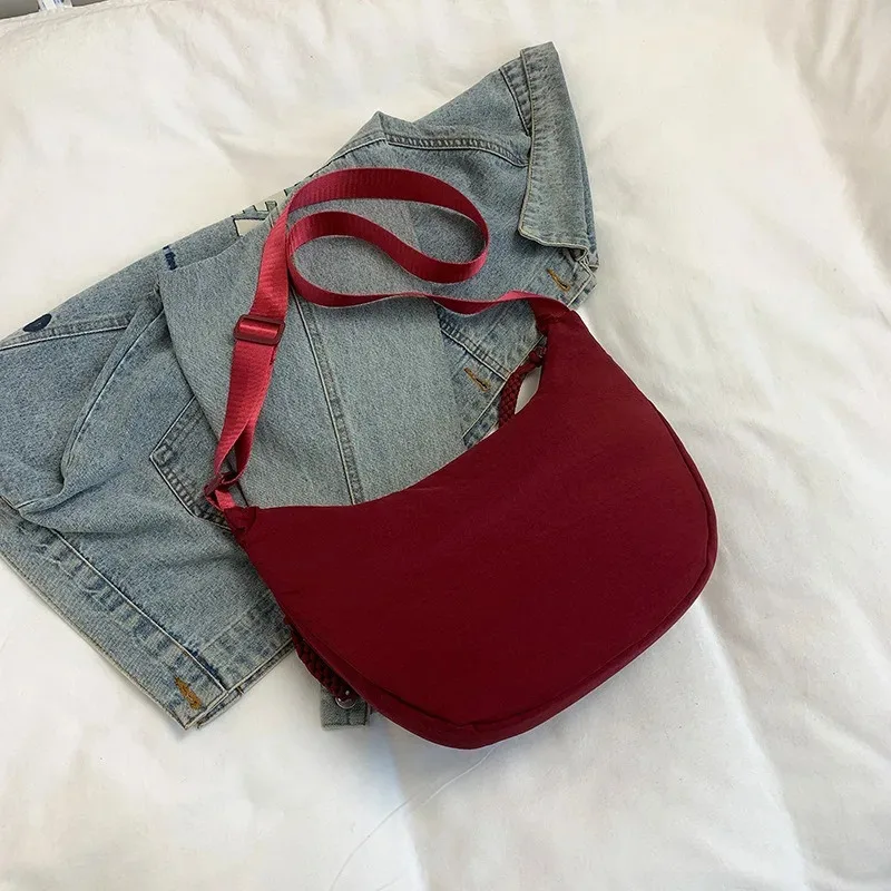 Solid color trendy shoulder bag, personalized multifunctional canvas bag, daily minimalist dumpling bag