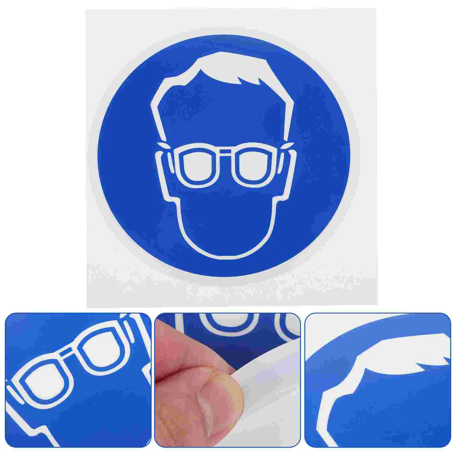 Safety Goggles Sign Protective Glasses Wear Protection Sticker Traffic Signal Decal For Use Pp Material Adhesive Label 2Pcs